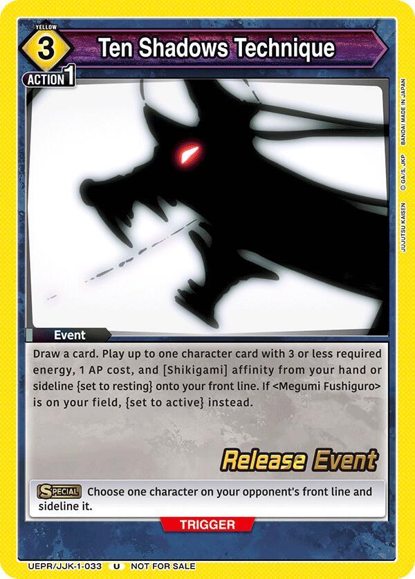 Ten Shadows Technique UEPR/JJK-1-033 card from UE03BT: Jujutsu Kaisen Release Event Cards