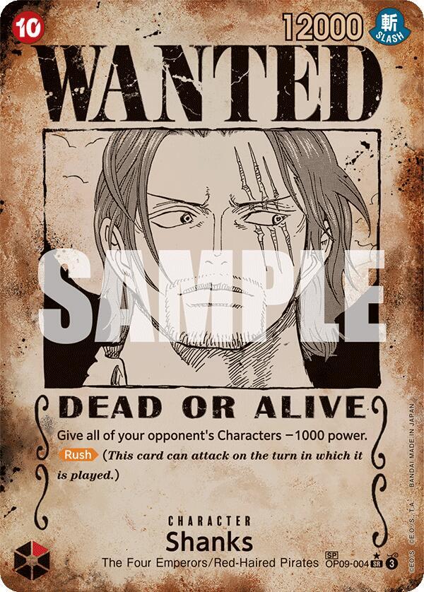 Shanks (Wanted Poster) OP09-004 card from Emperors in the New World