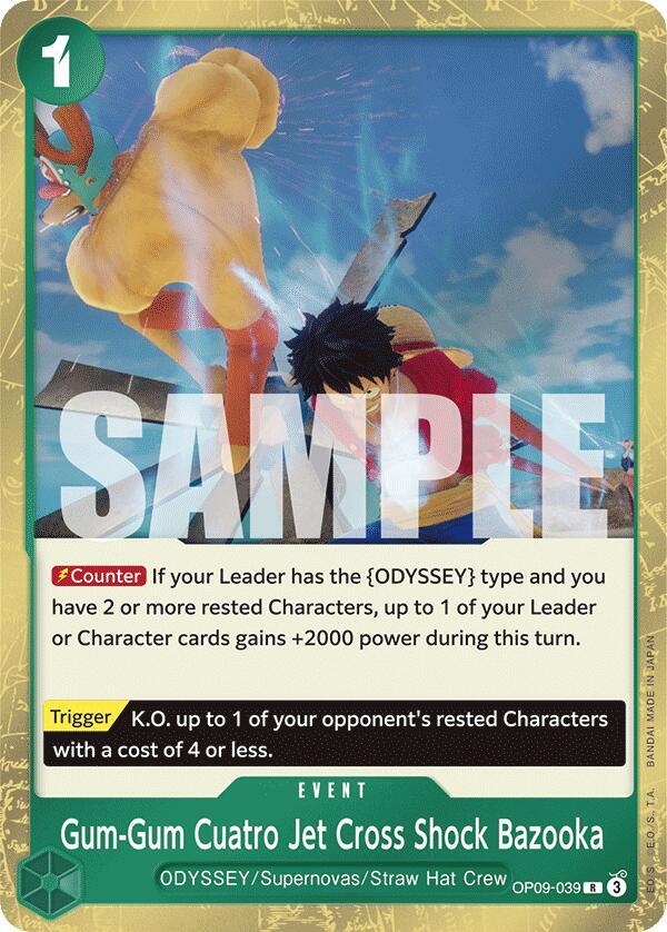 Gum-Gum Cuatro Jet Cross Shock Bazooka OP09-039 card from Emperors in the New World