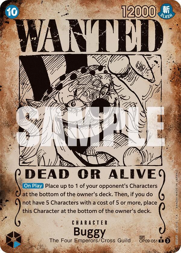 Buggy (Wanted Poster) OP09-051 card from Emperors in the New World