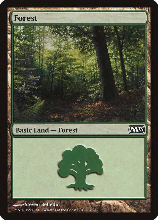 Forest 247 card from Magic 2013 (M13)