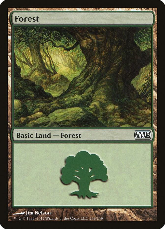Forest 249 card from Magic 2013 (M13)