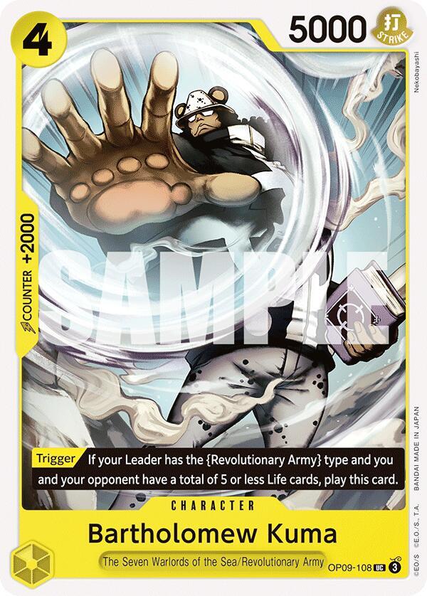 Bartholomew Kuma OP09-108 card from Emperors in the New World