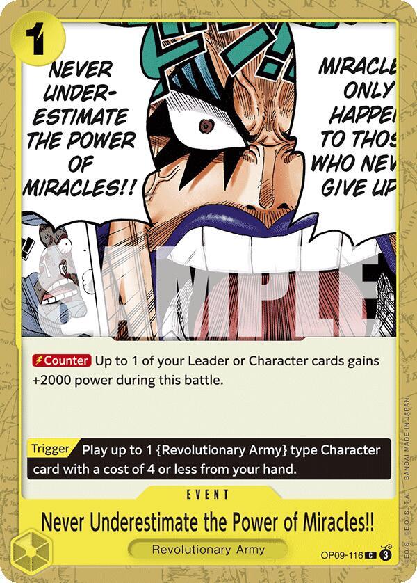 Never Underestimate the Power of Miracles!! OP09-116 card from Emperors in the New World