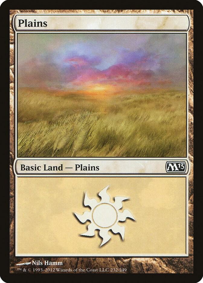 Plains 232 card from Magic 2013 (M13)