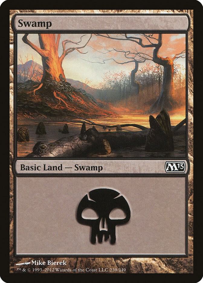 Swamp 239 card from Magic 2013 (M13)