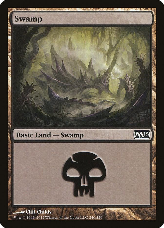 Swamp 240 card from Magic 2013 (M13)