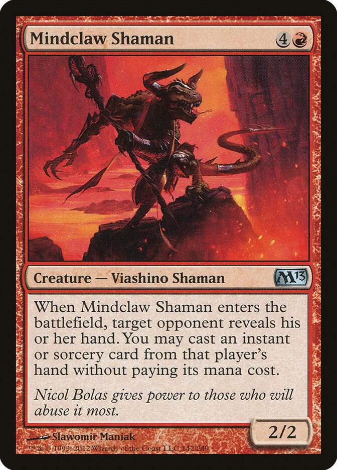 Mindclaw Shaman 142 card from Magic 2013 (M13)
