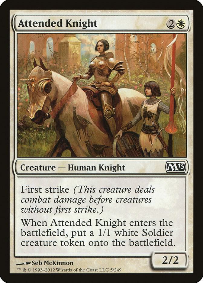 Attended Knight 5 card from Magic 2013 (M13)
