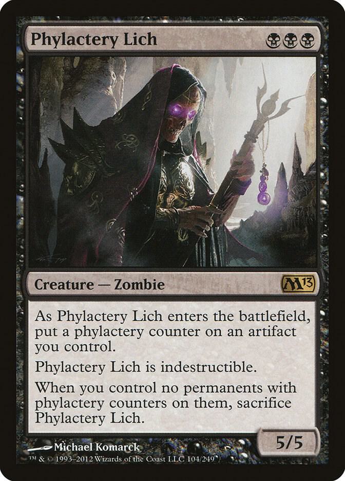 Phylactery Lich 104 card from Magic 2013 (M13)