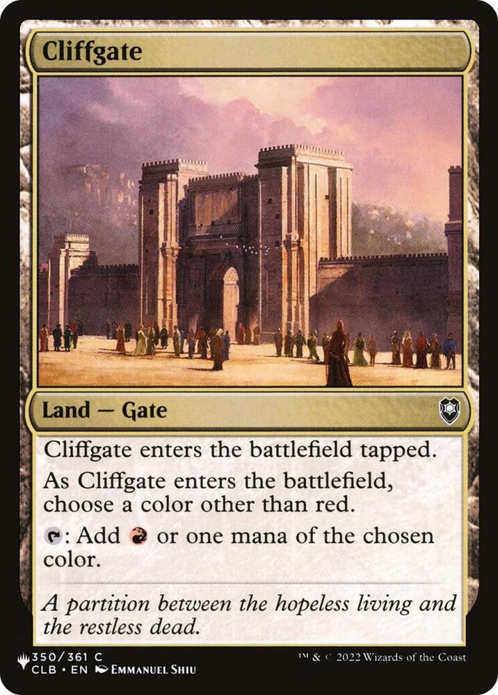 Cliffgate 350/361 card from The List Reprints