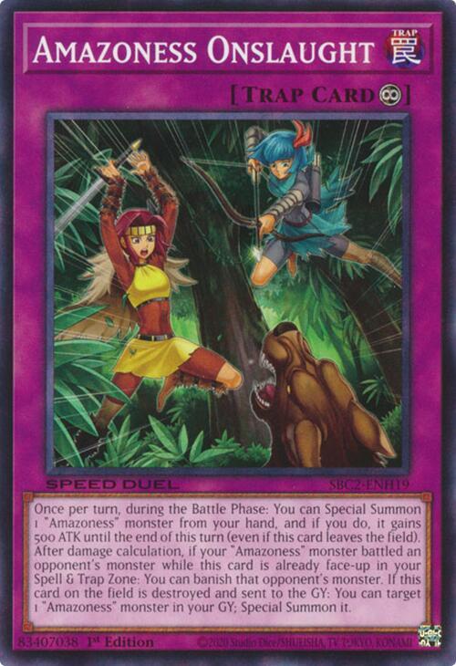 Amazoness Onslaught SBC2-ENH19 card from Speed Duel: Battle City Finals