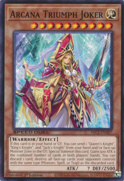 Arcana Triumph Joker SBC2-ENA07 card from Speed Duel: Battle City Finals
