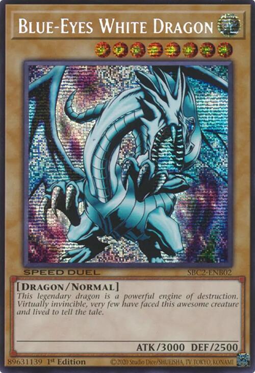 Blue-Eyes White Dragon (PSR) SBC2-ENB02 card from Speed Duel: Battle City Finals