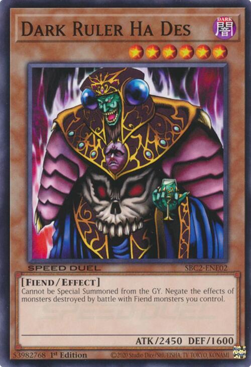 Dark Ruler Ha Des SBC2-ENE02 card from Speed Duel: Battle City Finals