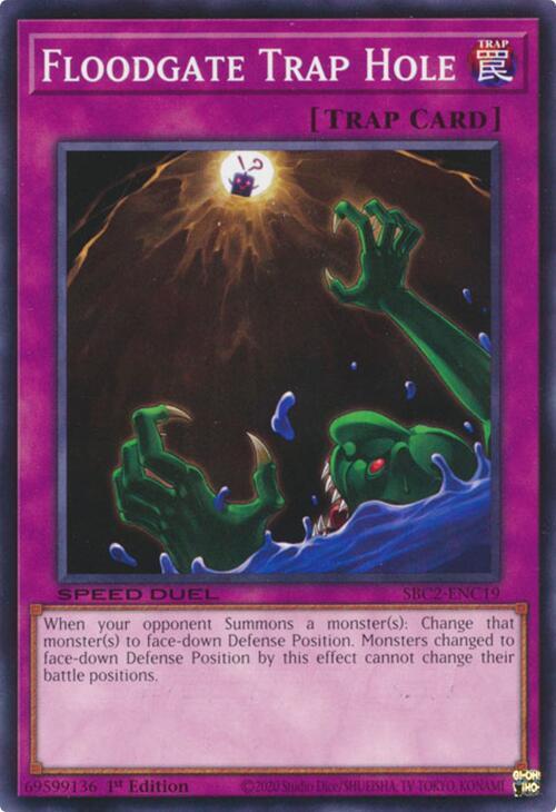 Floodgate Trap Hole SBC2-ENC19 card from Speed Duel: Battle City Finals