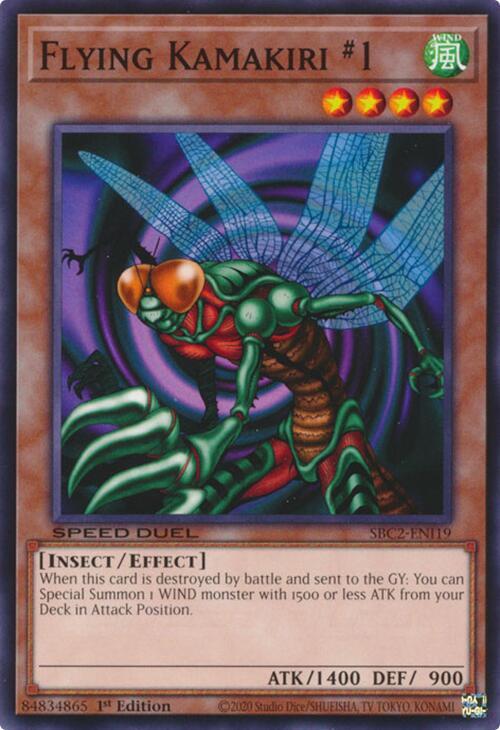 Flying Kamakiri #1 SBC2-ENI19 card from Speed Duel: Battle City Finals