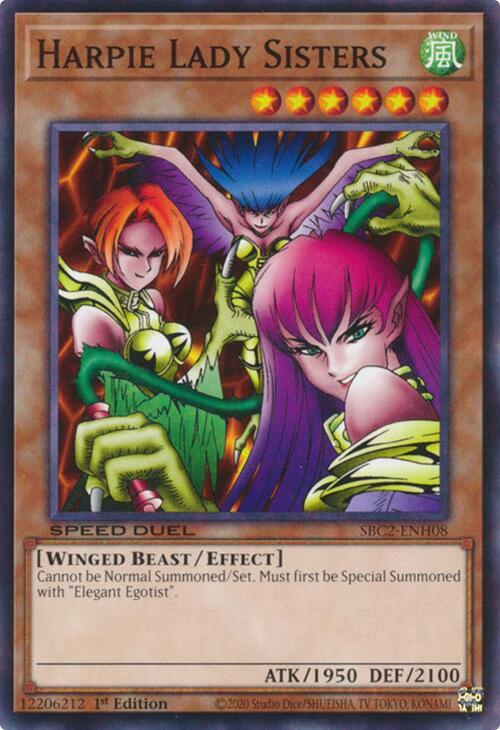 Harpie Lady Sisters SBC2-ENH08 card from Speed Duel: Battle City Finals