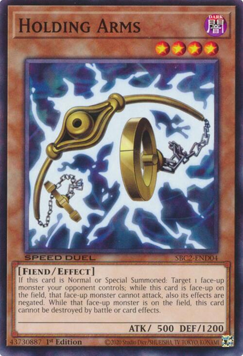 Holding Arms SBC2-END04 card from Speed Duel: Battle City Finals