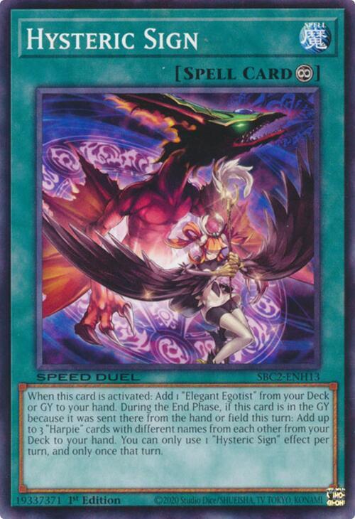 Hysteric Sign SBC2-ENH13 card from Speed Duel: Battle City Finals