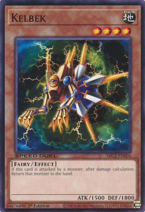 Kelbek SBC2-ENF04 card from Speed Duel: Battle City Finals