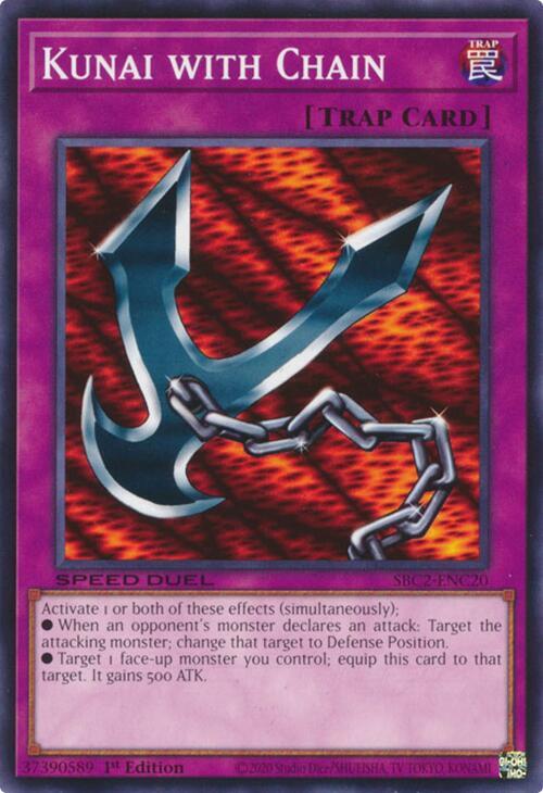Kunai with Chain SBC2-ENC20 card from Speed Duel: Battle City Finals