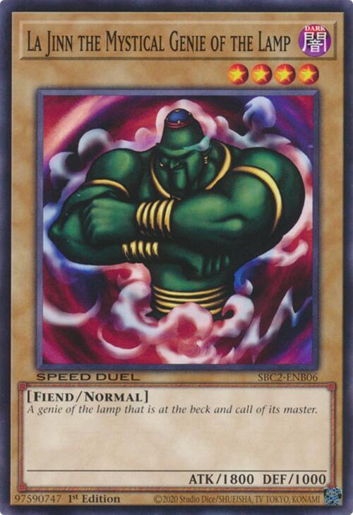 La Jinn the Mystical Genie of the Lamp SBC2-ENB06 card from Speed Duel: Battle City Finals