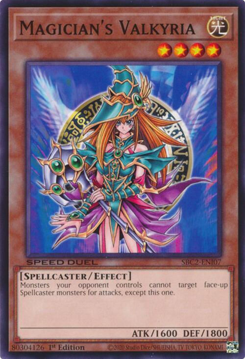 Magician's Valkyria SBC2-ENI07 card from Speed Duel: Battle City Finals