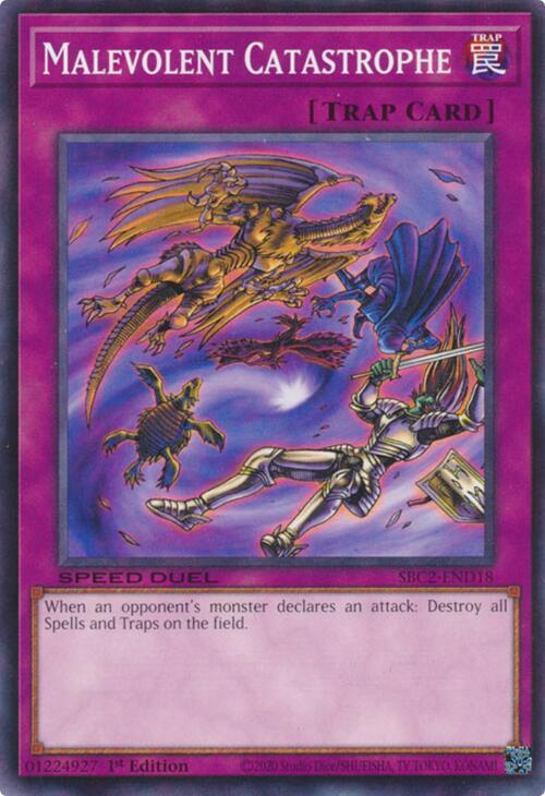 Malevolent Catastrophe SBC2-END18 card from Speed Duel: Battle City Finals