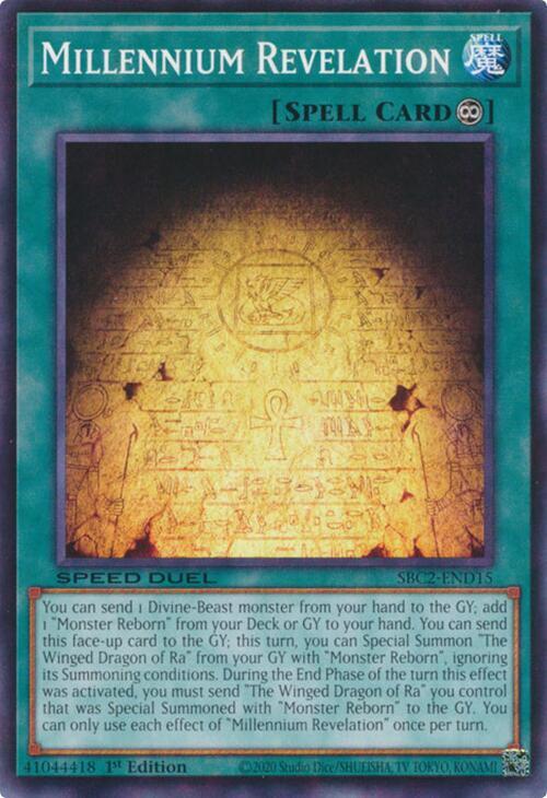 Millennium Revelation SBC2-END15 card from Speed Duel: Battle City Finals