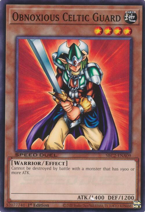 Obnoxious Celtic Guard SBC2-ENA09 card from Speed Duel: Battle City Finals