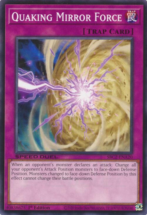 Quaking Mirror Force SBC2-ENA20 card from Speed Duel: Battle City Finals