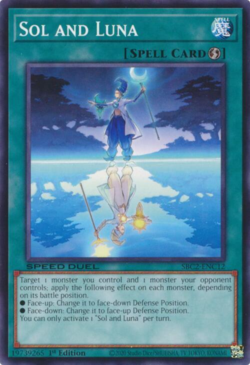 Sol and Luna SBC2-ENC12 card from Speed Duel: Battle City Finals