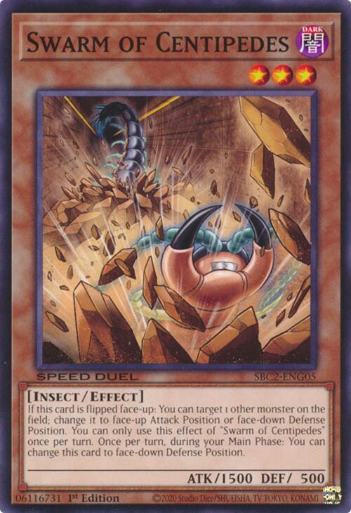 Swarm of Centipedes SBC2-ENG05 card from Speed Duel: Battle City Finals