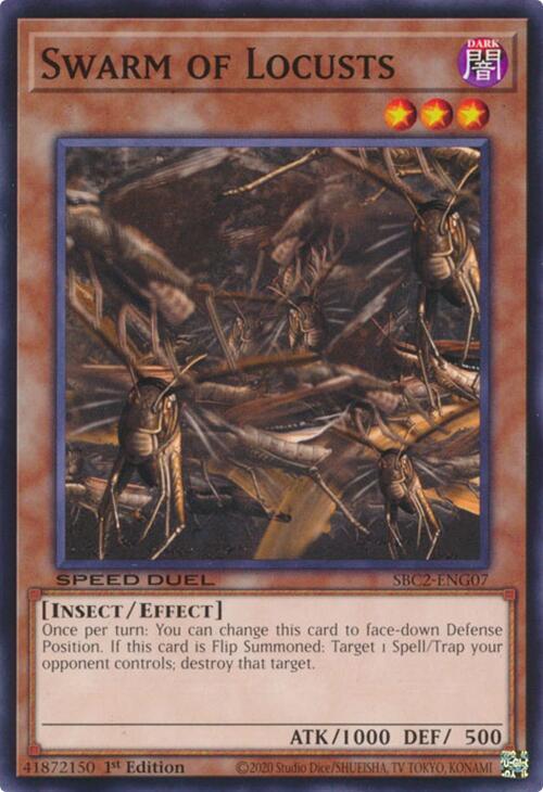 Swarm of Locusts SBC2-ENG07 card from Speed Duel: Battle City Finals