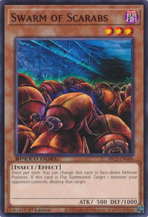Swarm of Scarabs SBC2-ENG06 card from Speed Duel: Battle City Finals