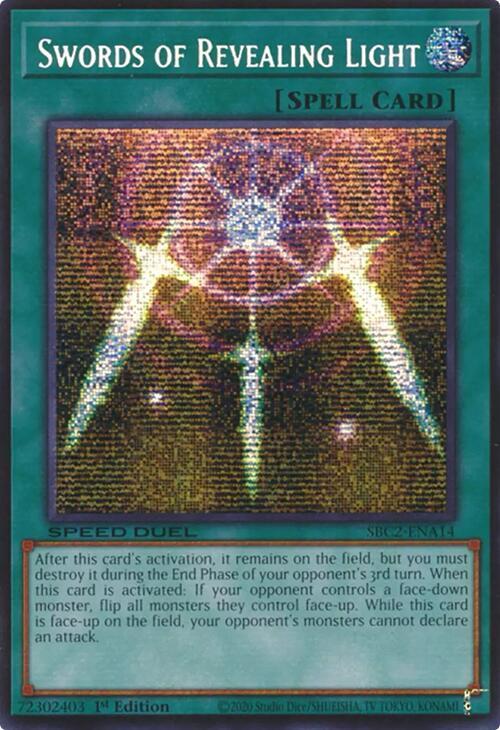 Swords of Revealing Light (PSR) SBC2-ENA14 card from Speed Duel: Battle City Finals