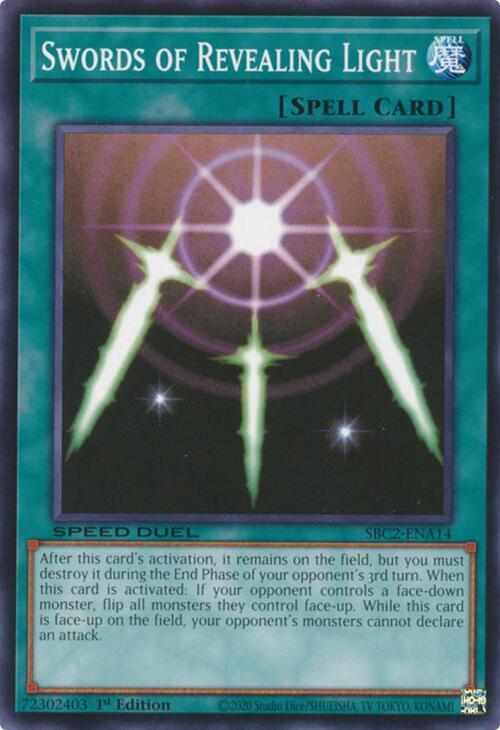 Swords of Revealing Light SBC2-ENA14 card from Speed Duel: Battle City Finals
