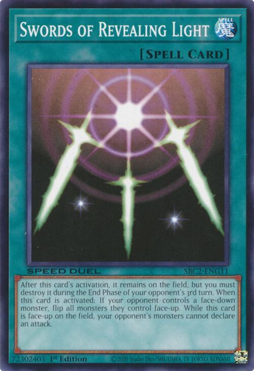 Swords of Revealing Light SBC2-ENG11 card from Speed Duel: Battle City Finals