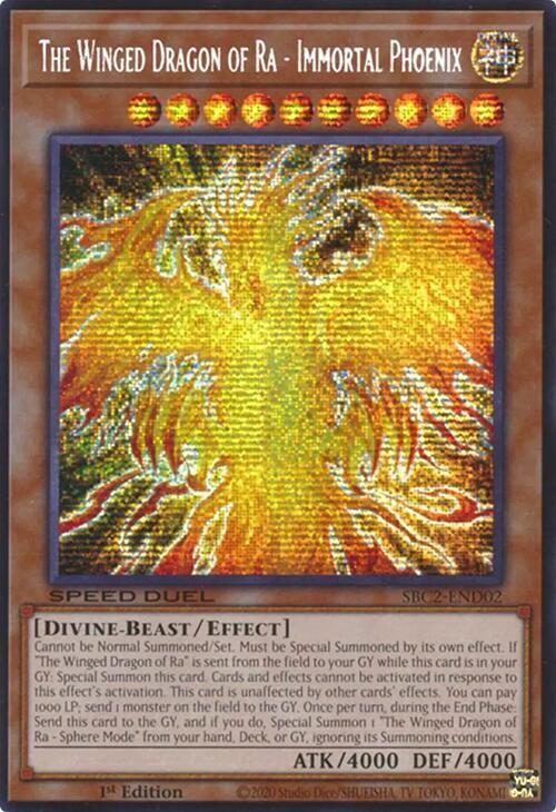 The Winged Dragon of Ra - Immortal Phoenix (PSR) SBC2-END02 card from Speed Duel: Battle City Finals