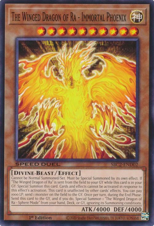 The Winged Dragon of Ra - Immortal Phoenix SBC2-END02 card from Speed Duel: Battle City Finals