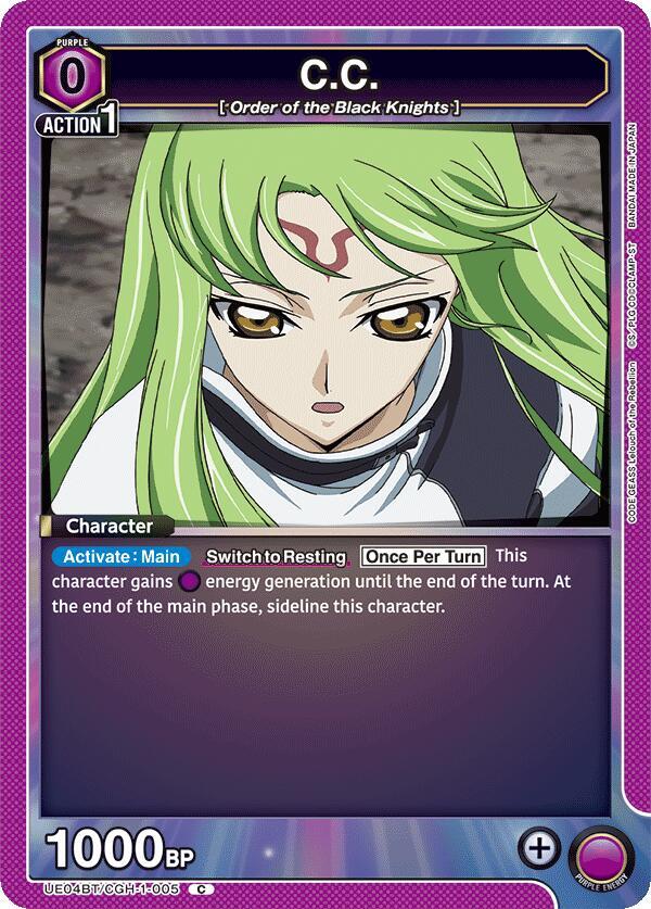 C.C. UE04BT/CGH-1-005 card from UE04BT: CODE GEASS: Lelouch of the Rebellion