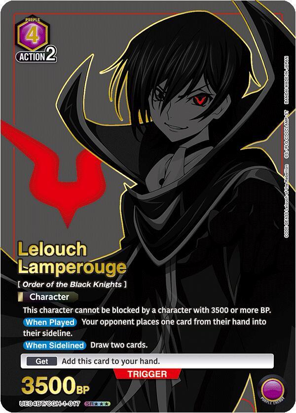 Lelouch Lamperouge (SR***) UE04BT/CGH-1-017 card from UE04BT: CODE GEASS: Lelouch of the Rebellion