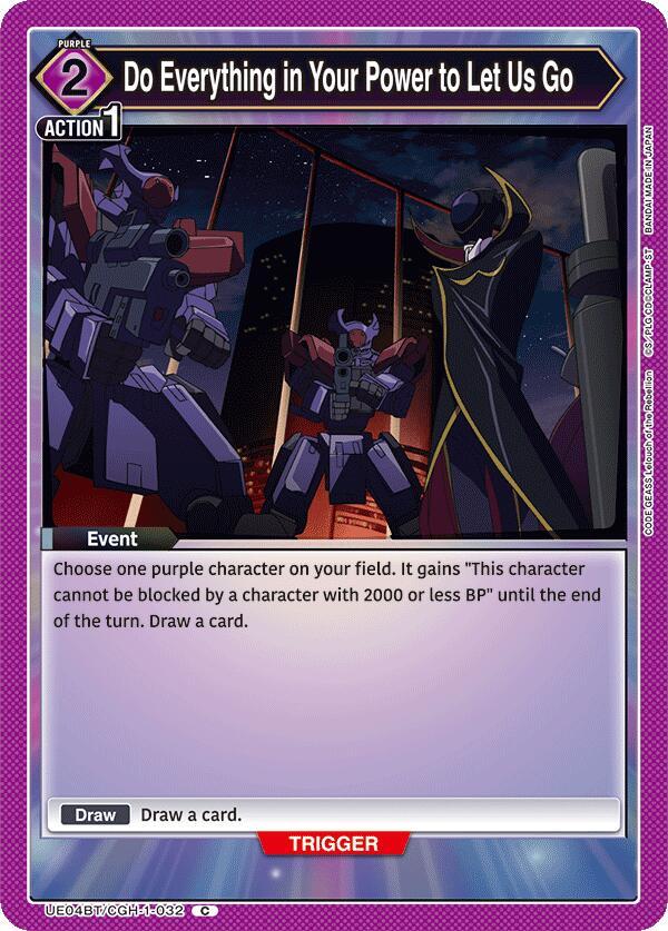 Do Everything in Your Power to Let Us Go UE04BT/CGH-1-032 card from UE04BT: CODE GEASS: Lelouch of the Rebellion