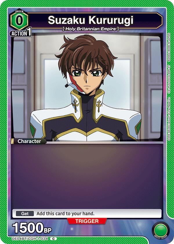 Suzaku Kururugi UE04BT/CGH-1-034 card from UE04BT: CODE GEASS: Lelouch of the Rebellion