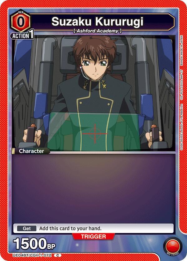 Suzaku Kururugi UE04BT/CGH-1-072 card from UE04BT: CODE GEASS: Lelouch of the Rebellion