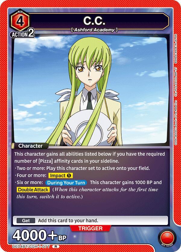 C.C. UE04BT/CGH-1-077 card from UE04BT: CODE GEASS: Lelouch of the Rebellion