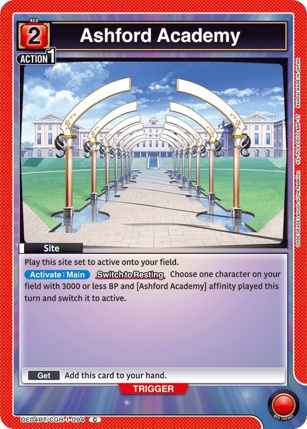 Ashford Academy UE04BT/CGH-1-094 card from UE04BT: CODE GEASS: Lelouch of the Rebellion