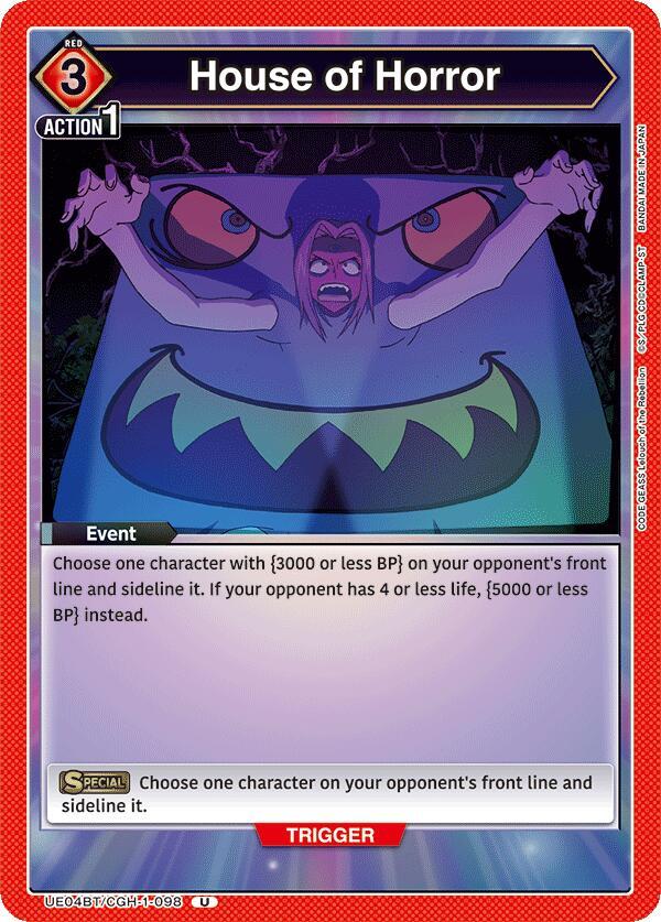 House of Horror UE04BT/CGH-1-098 card from UE04BT: CODE GEASS: Lelouch of the Rebellion