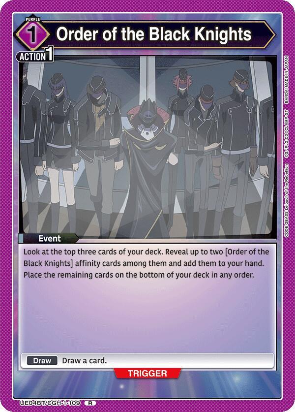 Order of the Black Knights UE04BT/CGH-1-109 card from UE04BT: CODE GEASS: Lelouch of the Rebellion
